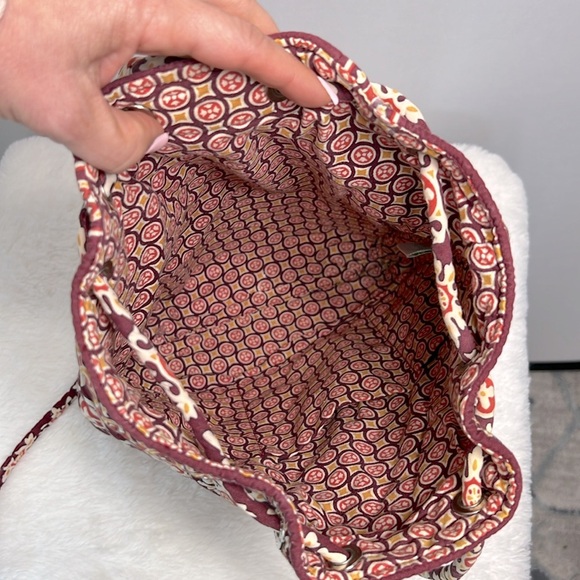 Vera Bradley Medallion Maroon Drawstring Quilted Backpack - Picture 6 of 7